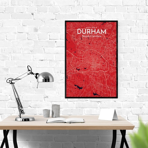 Durham North Carolina City Map Poster – Detailed Art Print of Durham, NC for Home Decor, Office Decor, Travel Art, and Unique Gifts