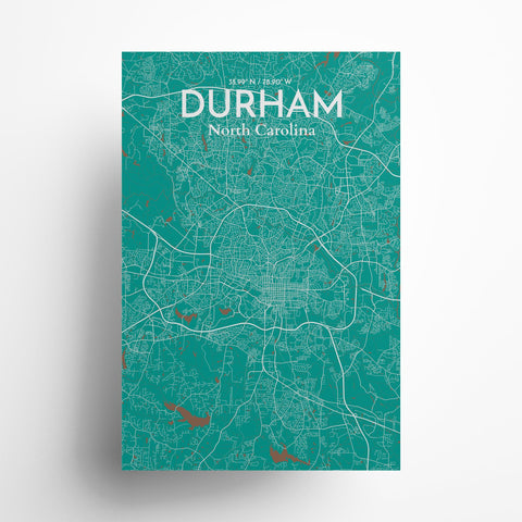 Durham North Carolina City Map Poster – Detailed Art Print of Durham, NC for Home Decor, Office Decor, Travel Art, and Unique Gifts