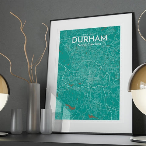 Durham North Carolina City Map Poster – Detailed Art Print of Durham, NC for Home Decor, Office Decor, Travel Art, and Unique Gifts