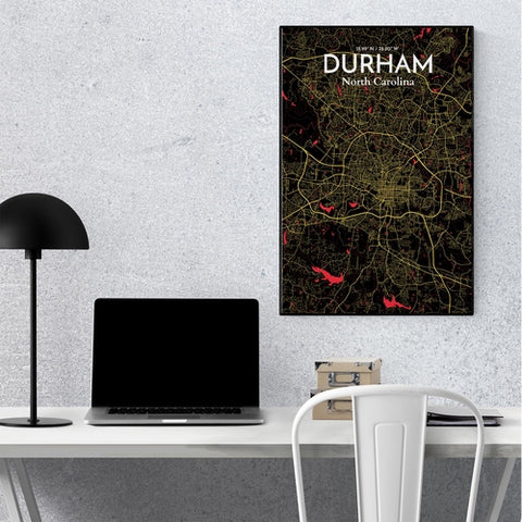 Durham North Carolina City Map Poster – Detailed Art Print of Durham, NC for Home Decor, Office Decor, Travel Art, and Unique Gifts