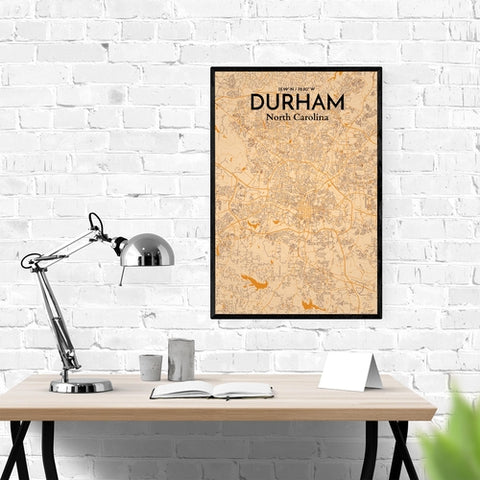 Durham North Carolina City Map Poster – Detailed Art Print of Durham, NC for Home Decor, Office Decor, Travel Art, and Unique Gifts