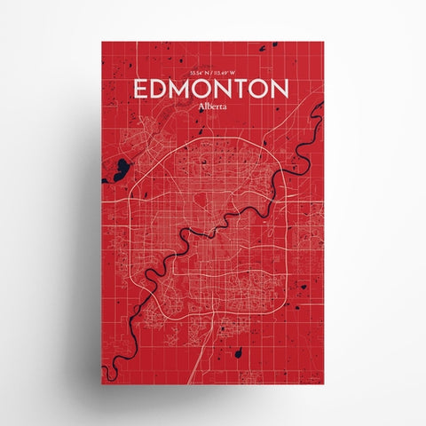 Edmonton City Map Poster – Detailed Art Print of Edmonton, Alberta City Map Art for Home Decor, Office Decor, and Unique Gifts