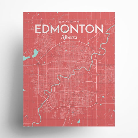 Edmonton City Map Poster – Detailed Art Print of Edmonton, Alberta City Map Art for Home Decor, Office Decor, and Unique Gifts