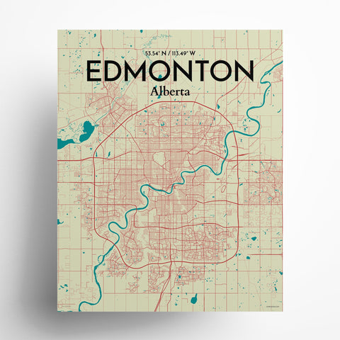 Edmonton City Map Poster – Detailed Art Print of Edmonton, Alberta City Map Art for Home Decor, Office Decor, and Unique Gifts