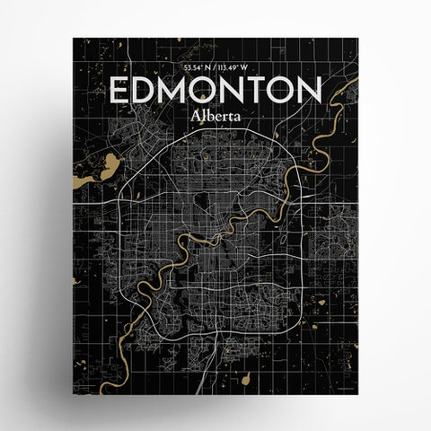 Edmonton City Map Poster – Detailed Art Print of Edmonton, Alberta City Map Art for Home Decor, Office Decor, and Unique Gifts