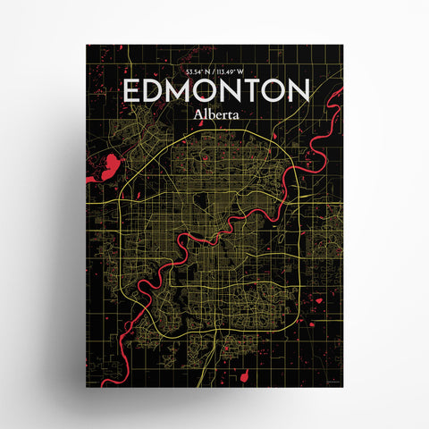 Edmonton City Map Poster – Detailed Art Print of Edmonton, Alberta City Map Art for Home Decor, Office Decor, and Unique Gifts