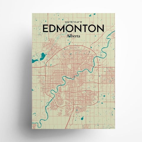 Edmonton City Map Poster – Detailed Art Print of Edmonton, Alberta City Map Art for Home Decor, Office Decor, and Unique Gifts