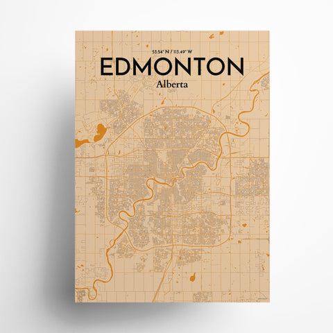 Edmonton City Map Poster – Detailed Art Print of Edmonton, Alberta City Map Art for Home Decor, Office Decor, and Unique Gifts