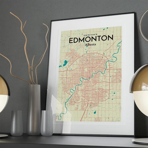 Edmonton City Map Poster – Detailed Art Print of Edmonton, Alberta City Map Art for Home Decor, Office Decor, and Unique Gifts