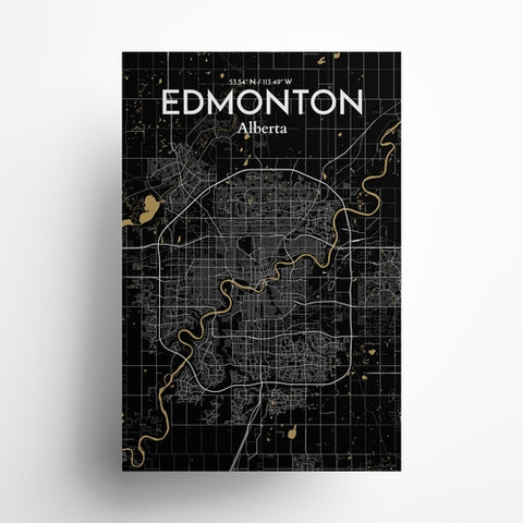 Edmonton City Map Poster – Detailed Art Print of Edmonton, Alberta City Map Art for Home Decor, Office Decor, and Unique Gifts