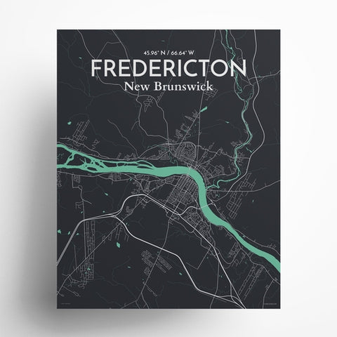 Fredericton City Map Poster – Detailed Art Print of Fredericton, New Brunswick for Home Decor and Gifts