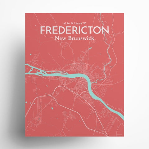 Fredericton City Map Poster – Detailed Art Print of Fredericton, New Brunswick for Home Decor and Gifts