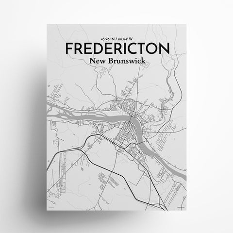 Fredericton City Map Poster – Detailed Art Print of Fredericton, New Brunswick for Home Decor and Gifts