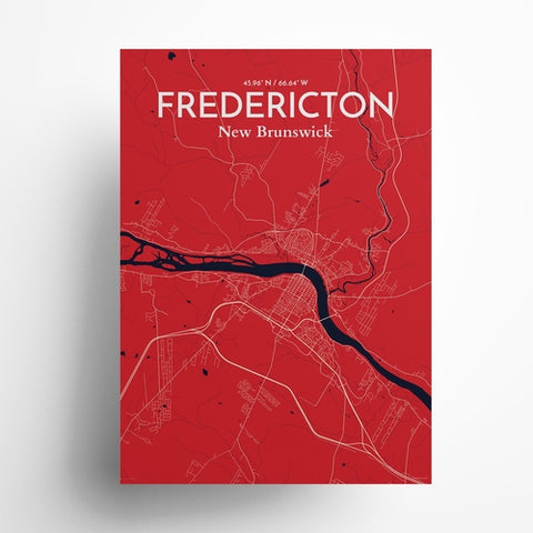 Fredericton City Map Poster – Detailed Art Print of Fredericton, New Brunswick for Home Decor and Gifts