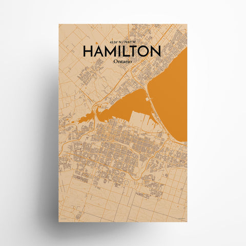 Hamilton City Map Poster – Detailed Art Print of Hamilton, Ontario for Home Decor, Office Decor, Travel Art, and Unique Gifts