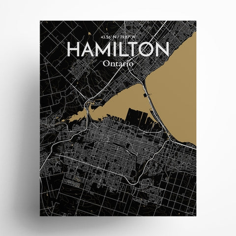 Hamilton City Map Poster – Detailed Art Print of Hamilton, Ontario for Home Decor, Office Decor, Travel Art, and Unique Gifts