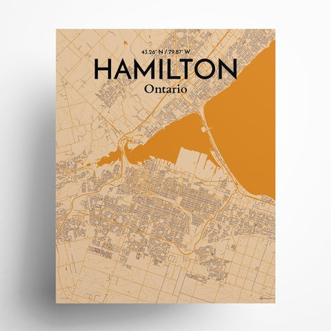 Hamilton City Map Poster – Detailed Art Print of Hamilton, Ontario for Home Decor, Office Decor, Travel Art, and Unique Gifts