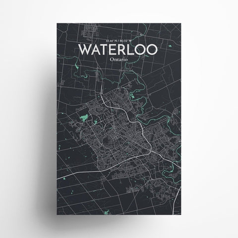 Waterloo City Map Poster – Detailed Art Print of Waterloo, Ontario for Home Decor, Office Decor, Travel Art, and Unique Gifts