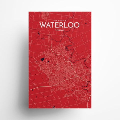 Waterloo City Map Poster – Detailed Art Print of Waterloo, Ontario for Home Decor, Office Decor, Travel Art, and Unique Gifts