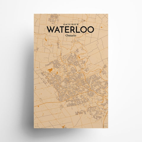 Waterloo City Map Poster – Detailed Art Print of Waterloo, Ontario for Home Decor, Office Decor, Travel Art, and Unique Gifts