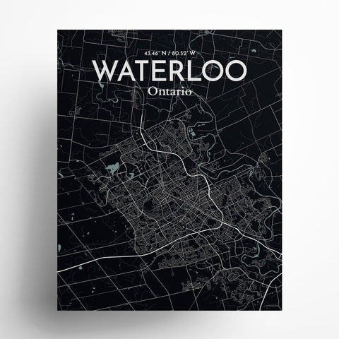 Waterloo City Map Poster – Detailed Art Print of Waterloo, Ontario for Home Decor, Office Decor, Travel Art, and Unique Gifts