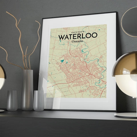 Waterloo City Map Poster – Detailed Art Print of Waterloo, Ontario for Home Decor, Office Decor, Travel Art, and Unique Gifts