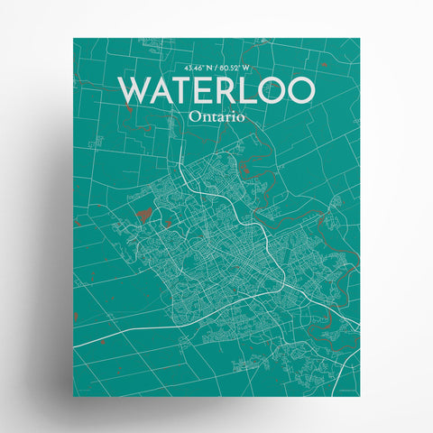 Waterloo City Map Poster – Detailed Art Print of Waterloo, Ontario for Home Decor, Office Decor, Travel Art, and Unique Gifts