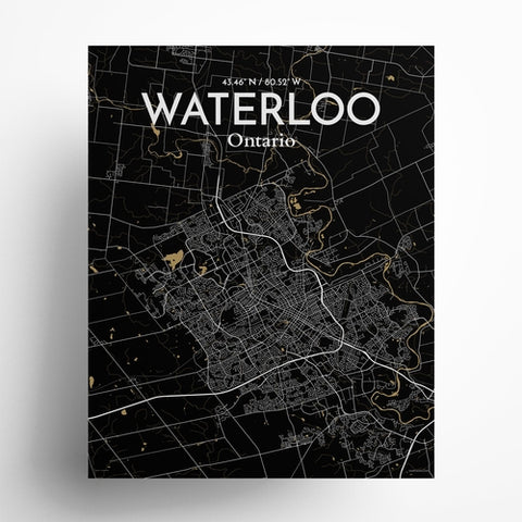 Waterloo City Map Poster – Detailed Art Print of Waterloo, Ontario for Home Decor, Office Decor, Travel Art, and Unique Gifts