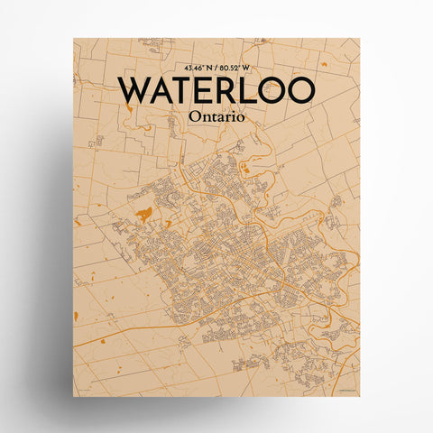 Waterloo City Map Poster – Detailed Art Print of Waterloo, Ontario for Home Decor, Office Decor, Travel Art, and Unique Gifts