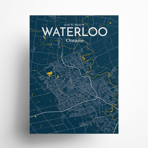 Waterloo City Map Poster – Detailed Art Print of Waterloo, Ontario for Home Decor, Office Decor, Travel Art, and Unique Gifts