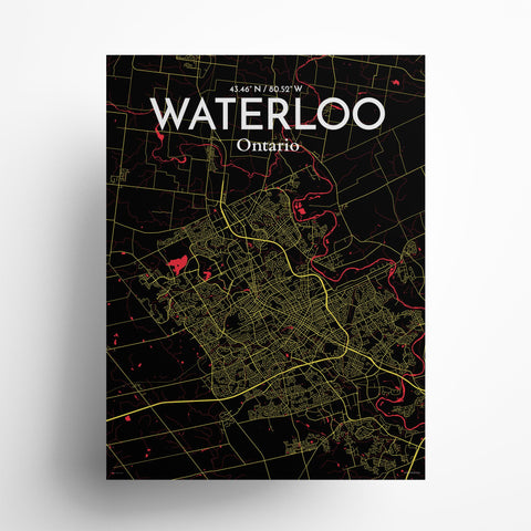 Waterloo City Map Poster – Detailed Art Print of Waterloo, Ontario for Home Decor, Office Decor, Travel Art, and Unique Gifts