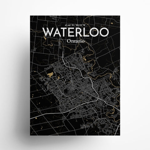 Waterloo City Map Poster – Detailed Art Print of Waterloo, Ontario for Home Decor, Office Decor, Travel Art, and Unique Gifts