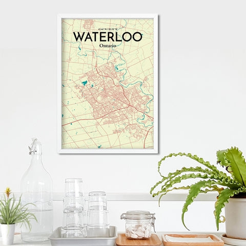 Waterloo City Map Poster – Detailed Art Print of Waterloo, Ontario for Home Decor, Office Decor, Travel Art, and Unique Gifts