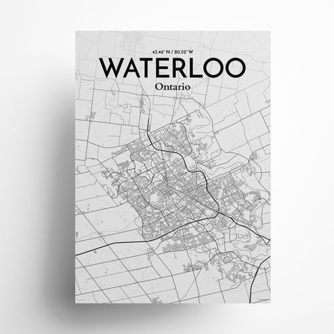 Waterloo City Map Poster – Detailed Art Print of Waterloo, Ontario for Home Decor, Office Decor, Travel Art, and Unique Gifts