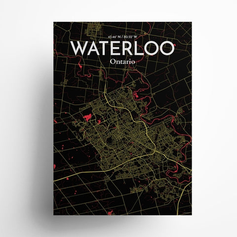 Waterloo City Map Poster – Detailed Art Print of Waterloo, Ontario for Home Decor, Office Decor, Travel Art, and Unique Gifts