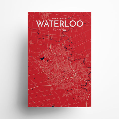 Waterloo City Map Poster – Detailed Art Print of Waterloo, Ontario for Home Decor, Office Decor, Travel Art, and Unique Gifts