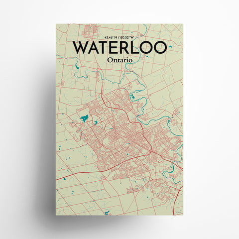 Waterloo City Map Poster – Detailed Art Print of Waterloo, Ontario for Home Decor, Office Decor, Travel Art, and Unique Gifts