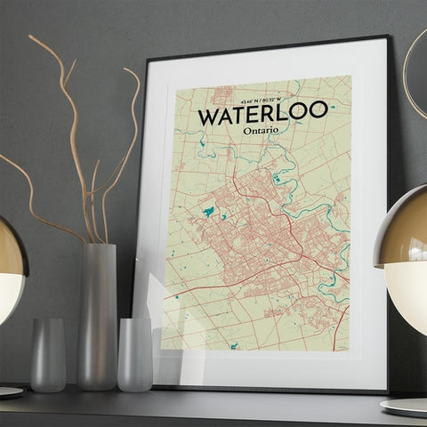 Waterloo City Map Poster – Detailed Art Print of Waterloo, Ontario for Home Decor, Office Decor, Travel Art, and Unique Gifts