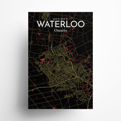 Waterloo City Map Poster – Detailed Art Print of Waterloo, Ontario for Home Decor, Office Decor, Travel Art, and Unique Gifts