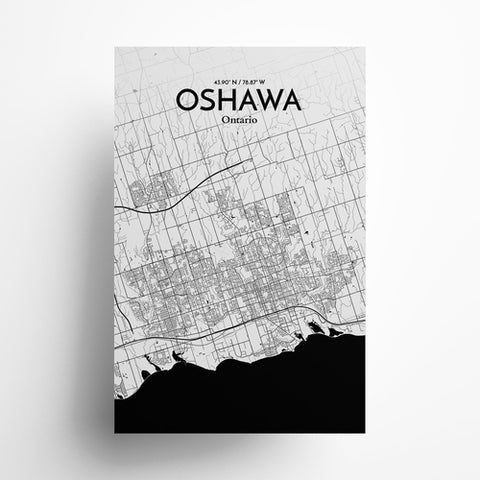 Oshawa City Map Poster – Detailed Art Print of Oshawa, Ontario City Map Art for Home Decor, Office Decor, and Unique Gifts