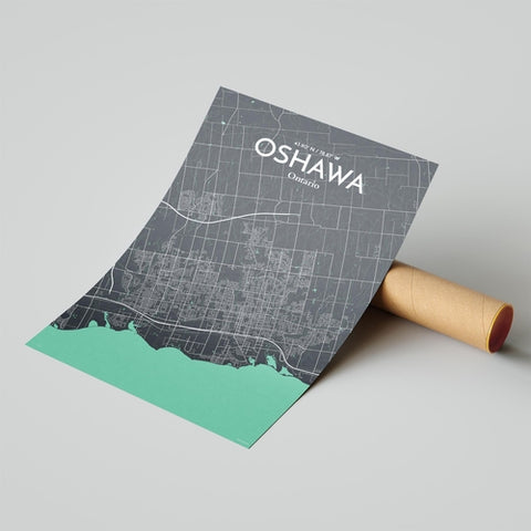 Oshawa City Map Poster – Detailed Art Print of Oshawa, Ontario City Map Art for Home Decor, Office Decor, and Unique Gifts