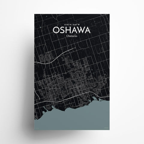 Oshawa City Map Poster – Detailed Art Print of Oshawa, Ontario City Map Art for Home Decor, Office Decor, and Unique Gifts