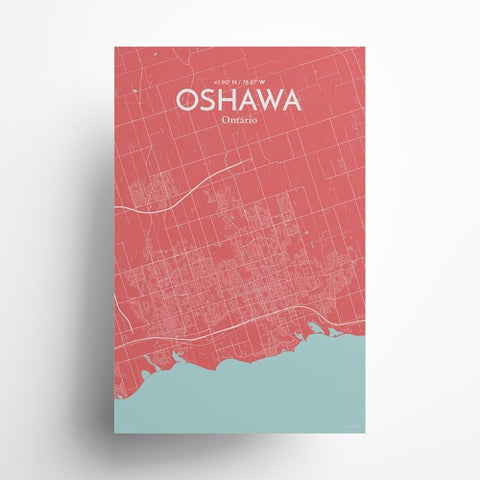 Oshawa City Map Poster – Detailed Art Print of Oshawa, Ontario City Map Art for Home Decor, Office Decor, and Unique Gifts