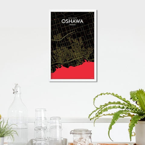 Oshawa City Map Poster – Detailed Art Print of Oshawa, Ontario City Map Art for Home Decor, Office Decor, and Unique Gifts