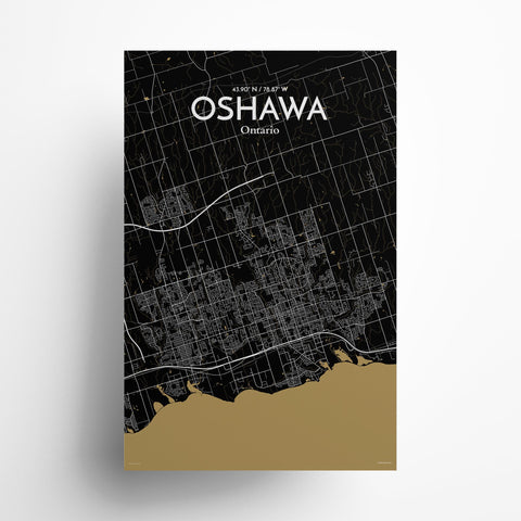 Oshawa City Map Poster – Detailed Art Print of Oshawa, Ontario City Map Art for Home Decor, Office Decor, and Unique Gifts