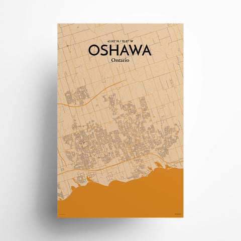 Oshawa City Map Poster – Detailed Art Print of Oshawa, Ontario City Map Art for Home Decor, Office Decor, and Unique Gifts