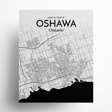 Oshawa City Map Poster – Detailed Art Print of Oshawa, Ontario City Map Art for Home Decor, Office Decor, and Unique Gifts