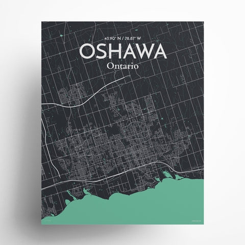 Oshawa City Map Poster – Detailed Art Print of Oshawa, Ontario City Map Art for Home Decor, Office Decor, and Unique Gifts