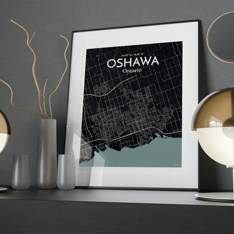 Oshawa City Map Poster – Detailed Art Print of Oshawa, Ontario City Map Art for Home Decor, Office Decor, and Unique Gifts