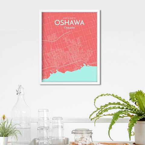 Oshawa City Map Poster – Detailed Art Print of Oshawa, Ontario City Map Art for Home Decor, Office Decor, and Unique Gifts